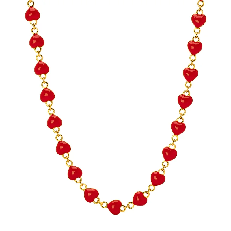 dainty butterfly pendant necklace Mini Puffy Heart Necklace - Red & Diamond