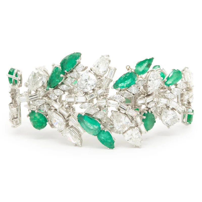 gemstone infinity bracelet Cartier Platinum Vintage Diamond and Emerald Bracelet