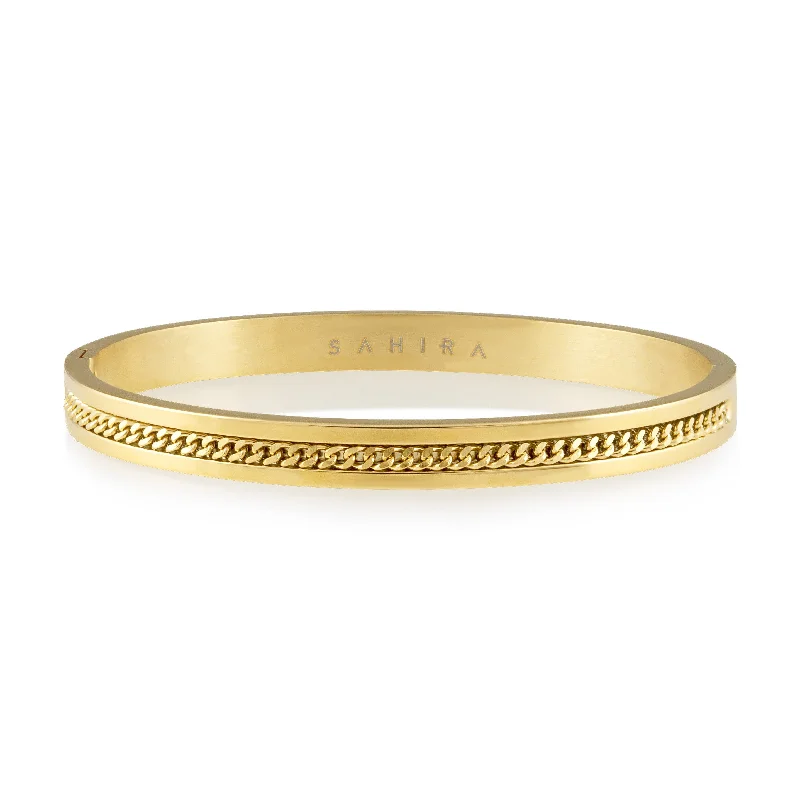 hammered gold stacking rings Chain Stackable Bangle - 3mm