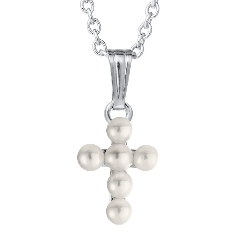 handmade clay bead earrings Children's Sterling Silver Pearl Cross Necklace 15"