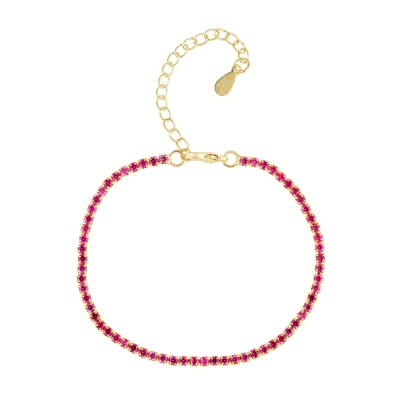 handcrafted sterling silver necklace Chloe Tennis Bracelet Pink