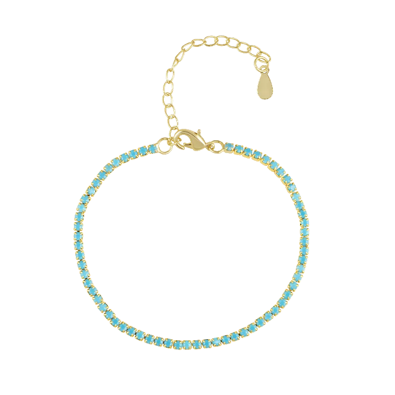 dainty birthstone ring for women Chloe Tennis Bracelet Turquoise