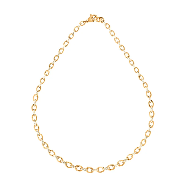 silver lotus flower earrings Graduated Oval Link Necklace - Yellow Gold