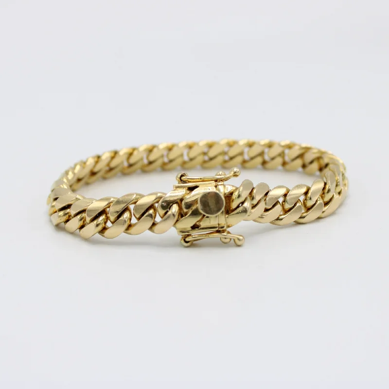 art deco diamond bracelet 14K Solid BMX  Miami Cuban Bracelet \\9.5mm\\ Yellow Gold