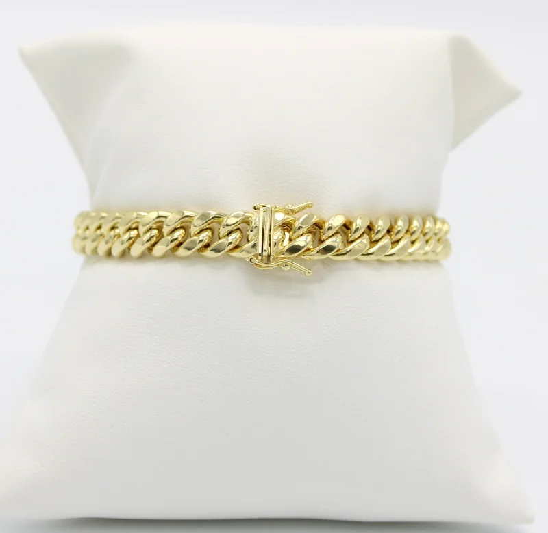 personalized engraved locket 14K Semi-Solid Cuban Bracelet Yellow Gold // 8.6mm - 8.5 in //