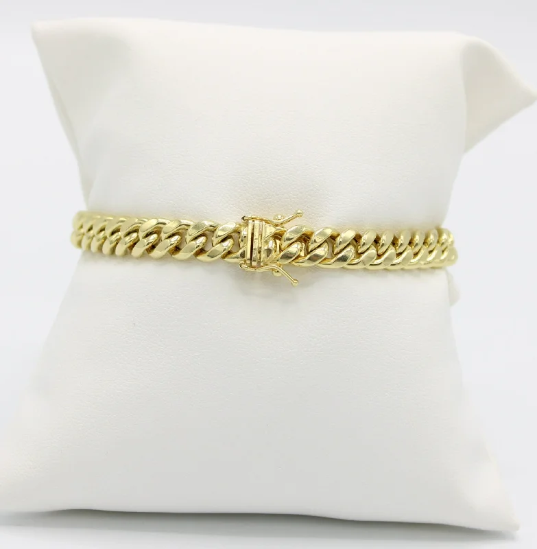 birthstone necklace for mom 14K Semi-Solid Cuban Bracelet Yellow Gold // 7.7mm - 8.5 in // birthstone necklace for mom 14K Semi-Solid Cuban Bracelet Yellow Gold // 7.7mm - 8.5 in //