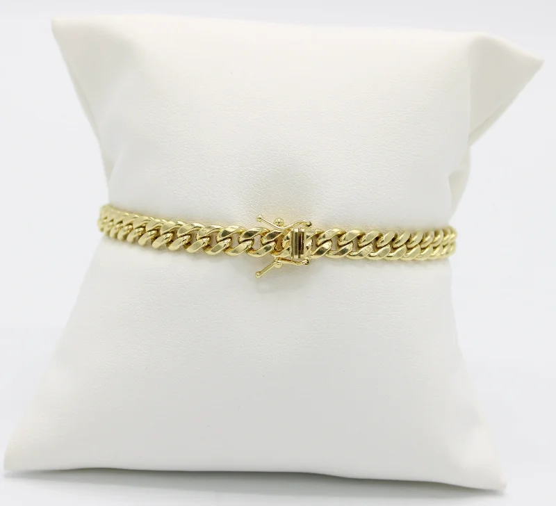 handcrafted turquoise necklace 14K Semi-Solid Cuban Bracelet Yellow Gold // 6.1mm - 8.5 in // handcrafted turquoise necklace 14K Semi-Solid Cuban Bracelet Yellow Gold // 6.1mm - 8.5 in //