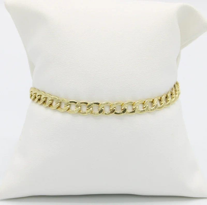 minimalist gemstone stud earrings 14K Semi-Solid Flat Cuban Bracelet Yellow Gold // 6.4mm  //