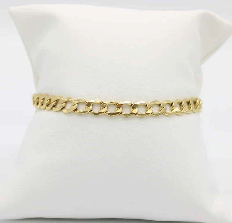 customized infinity bracelet 14K Semi-Solid Flat Cuban Bracelet Yellow Gold // 6.7mm // customized infinity bracelet 14K Semi-Solid Flat Cuban Bracelet Yellow Gold // 6.7mm //