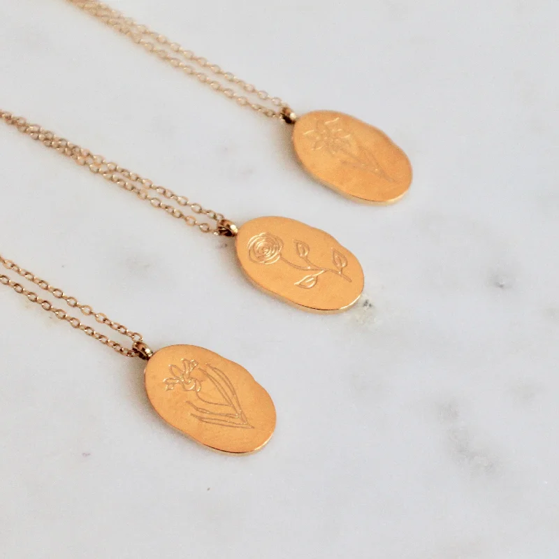 double-layered choker necklace Birth flower necklace