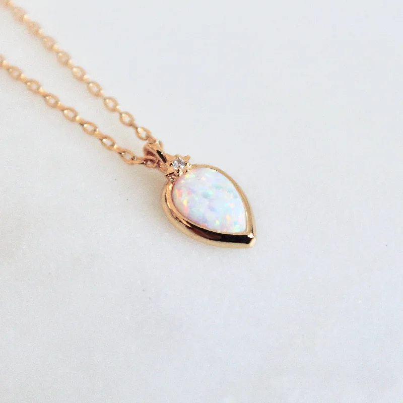 layered pearl choker necklace Opal drop dainty necklace
