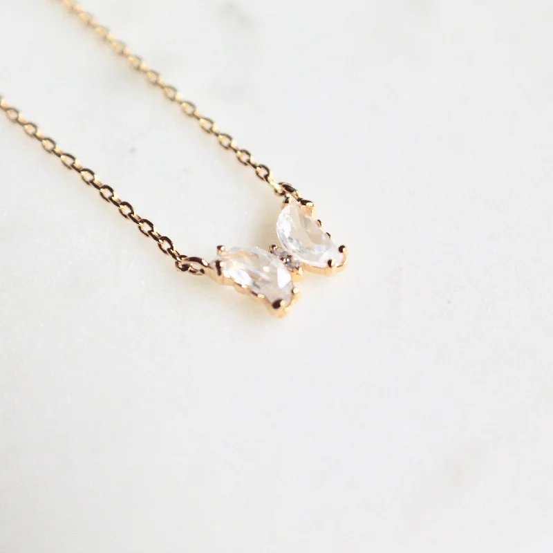 amethyst gemstone engagement ring Crystal butterfly dainty necklace