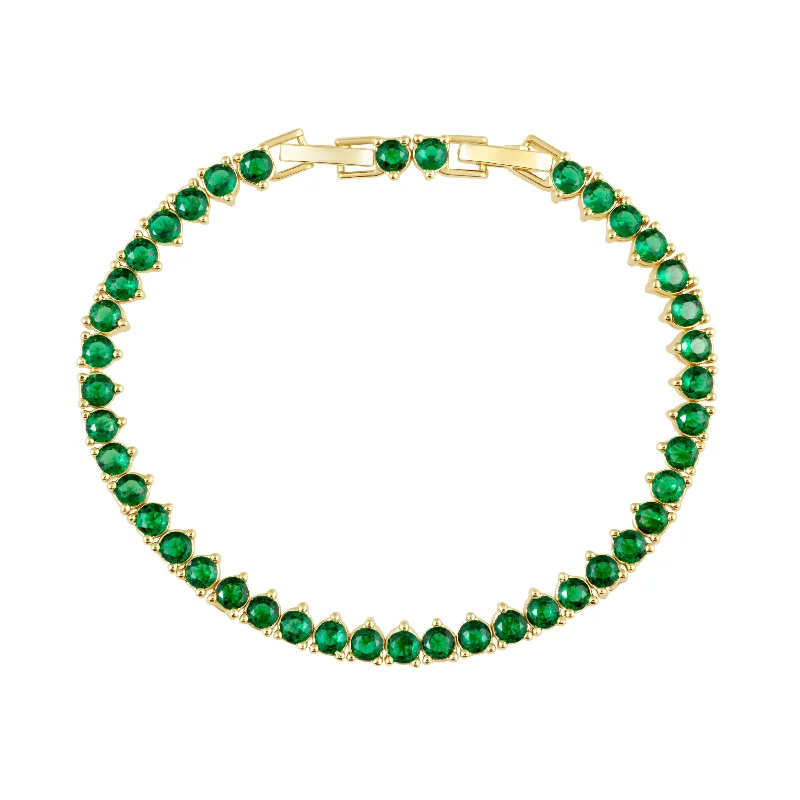 silver wedding band with engraving Melinda Tennis Bracelet- Emerald
