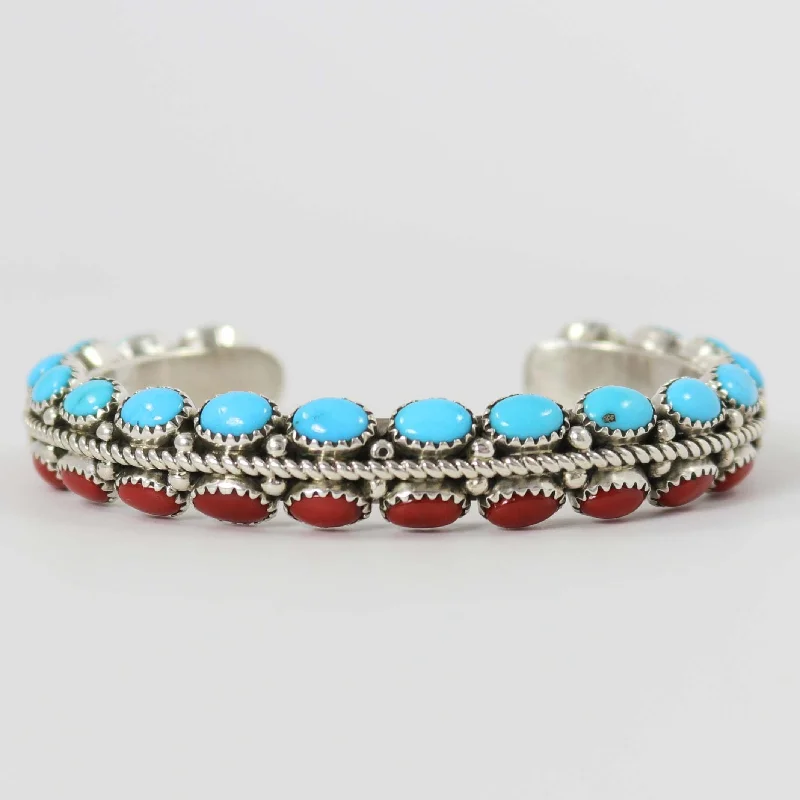 vintage gold engagement ring Coral and Turquoise Cuff