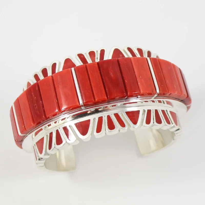 simple gold stacking rings Coral Inlay Cuff