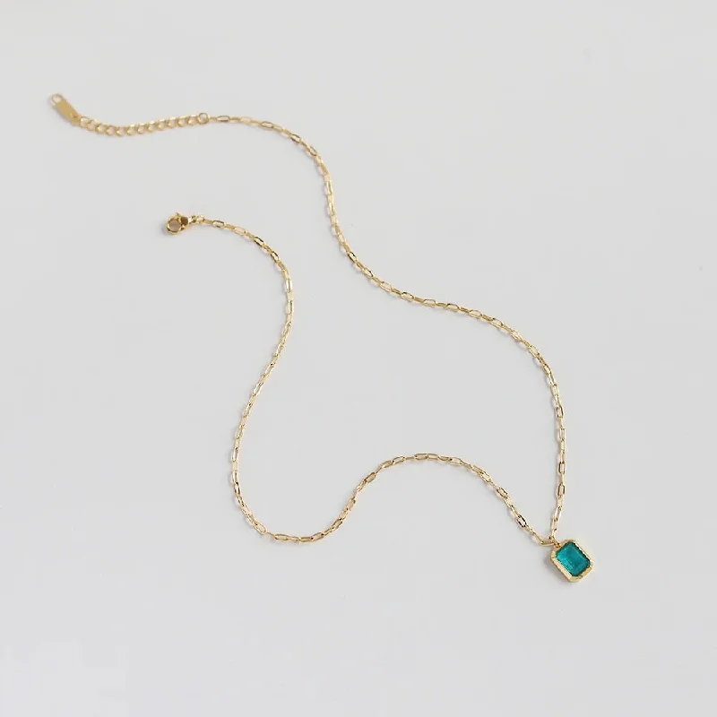 minimalist gold square earrings Curacao necklace
