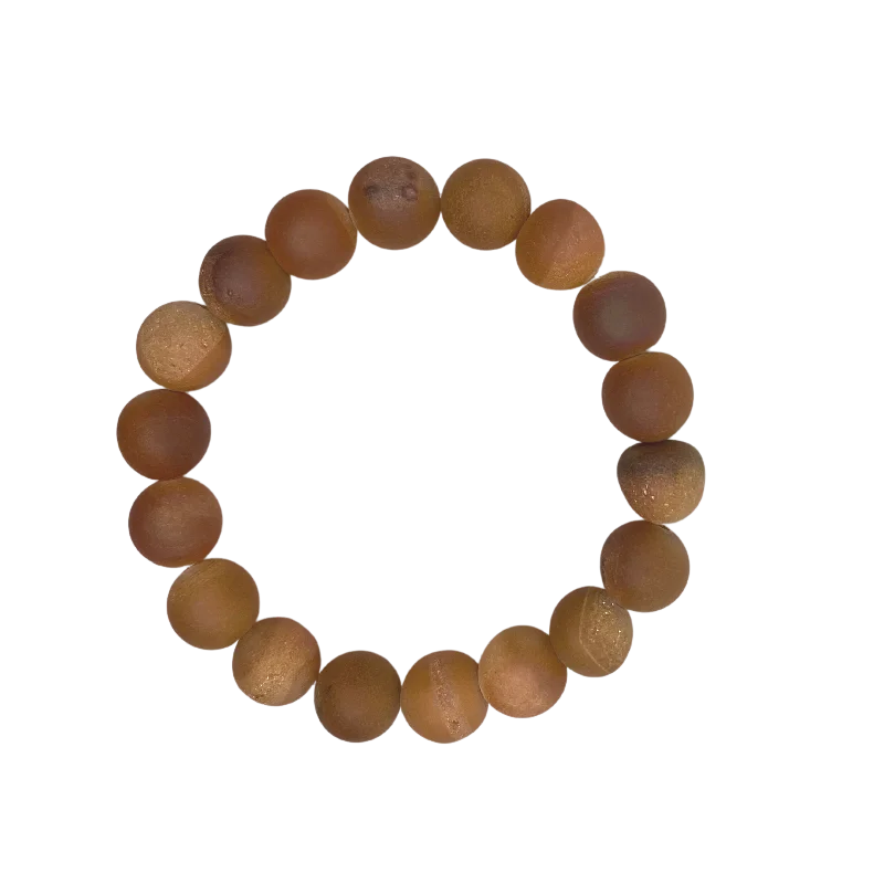 rose gold bar bracelet personalized Dark Orange Druzy 10mm
