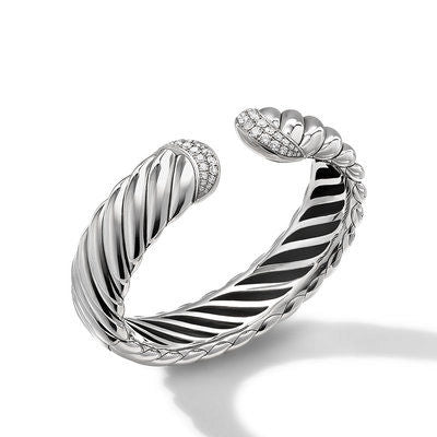 dainty feather charm necklace David Yurman 17mm Sculpted Cable Bracelet