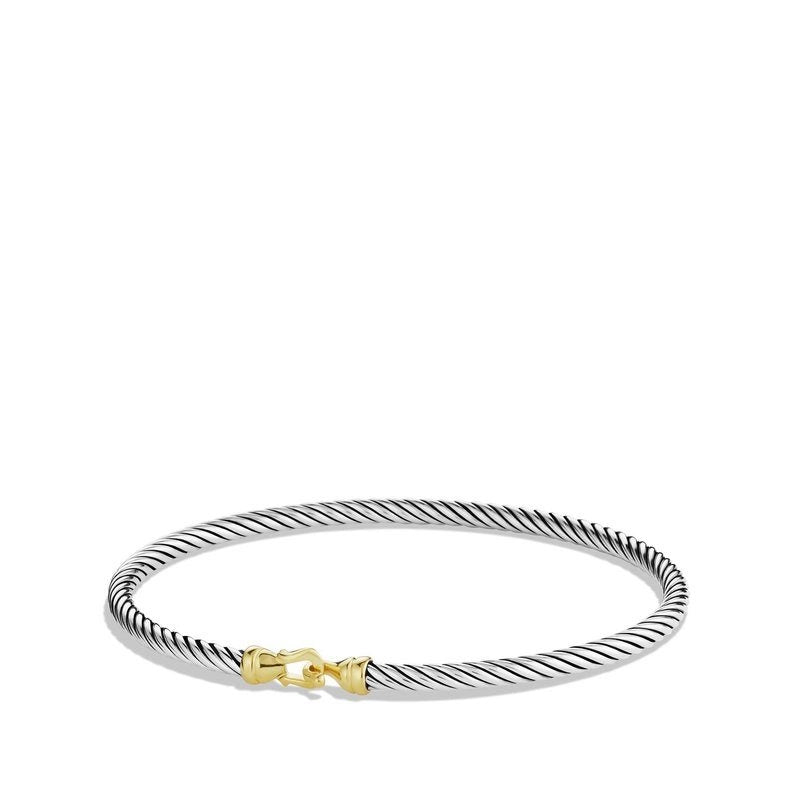 gold heart-shaped pendant necklace David Yurman 3mm Buckle Classic Cable Bracelet