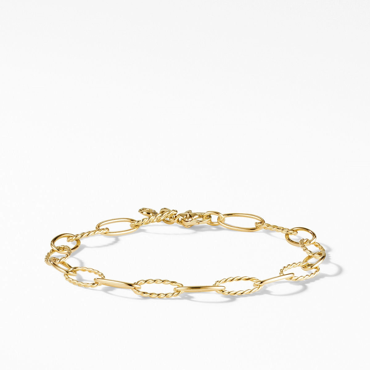 simple gold hoop earrings David Yurman Stax Fine Link Bracelet