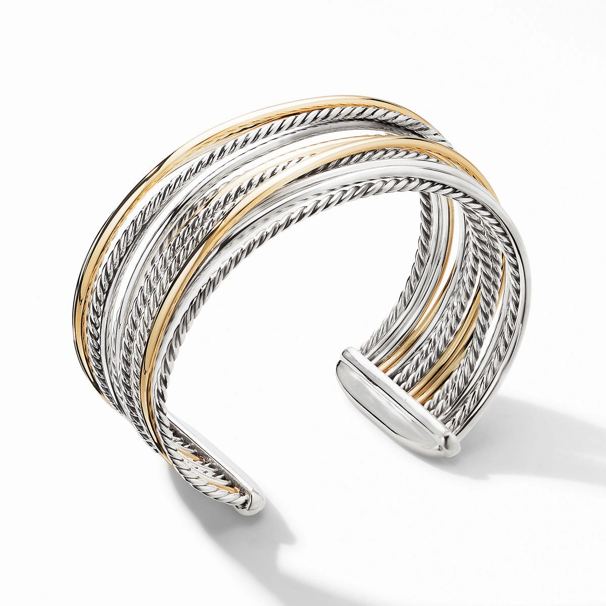 men’s silver wedding band David Yurman Wide Crossover Cuff Bracelet