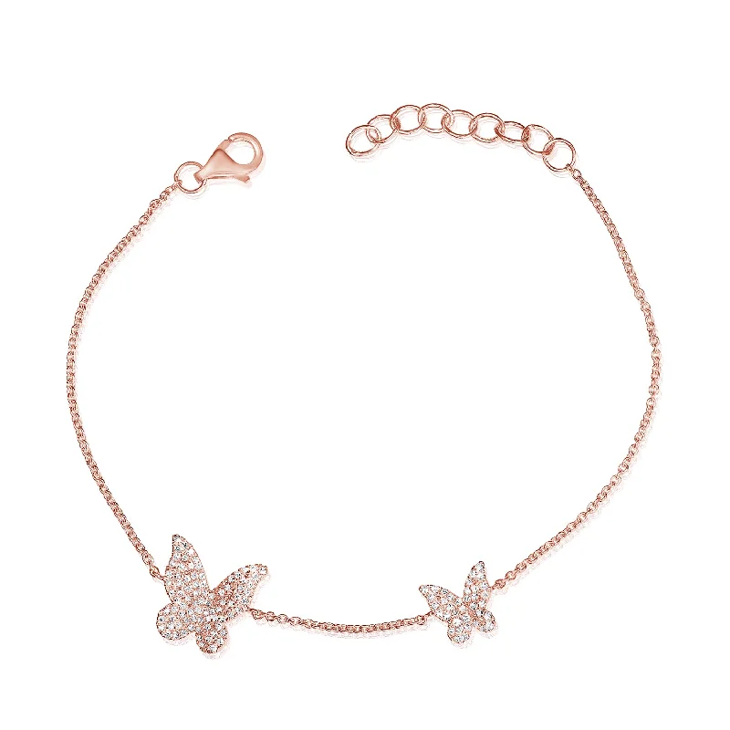 personalized initial ring stackable Diamond Butterfly Bracelet