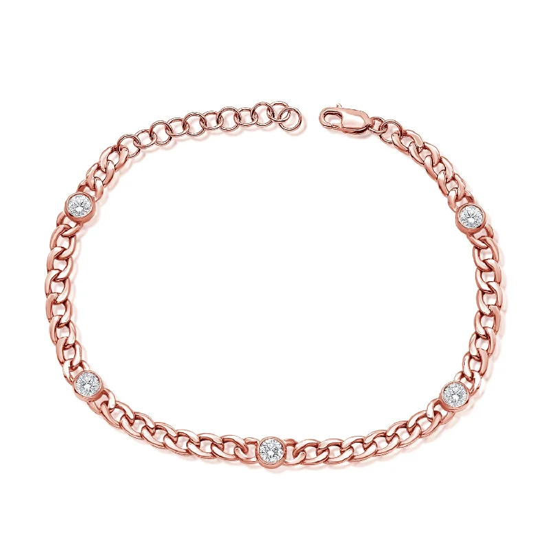 14k gold nose ring hoop Diamond Designer Links Chain Bracelet in 14K Gold