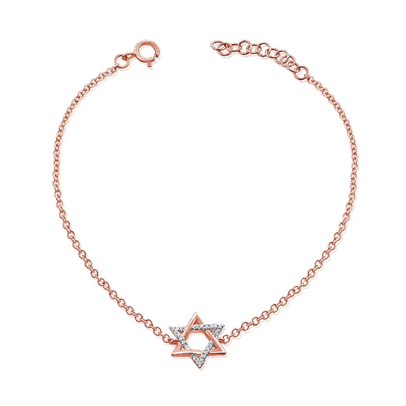minimalist silver stacking bangles Diamond Star of David Chain Bracelet
