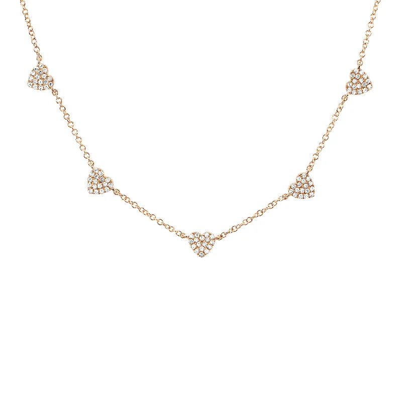 minimalist birthstone bangle 5 Mini Diamond Heart Necklace - Rose Gold