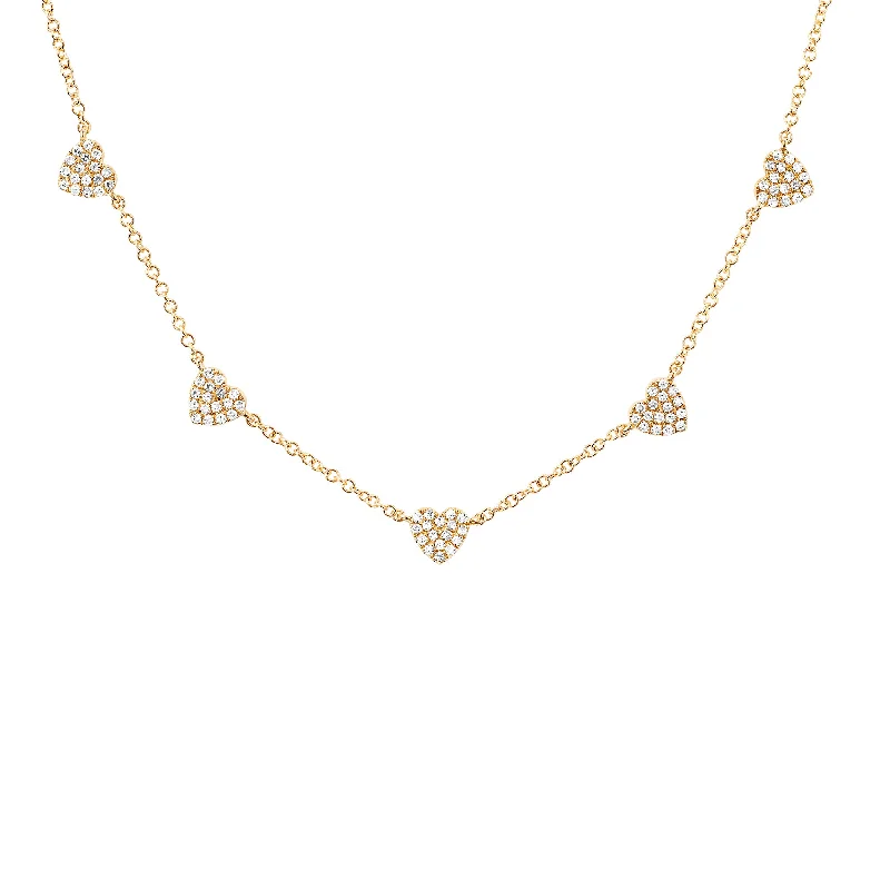 opal and gold earrings 5 Mini Diamond Heart Necklace - Yellow Gold