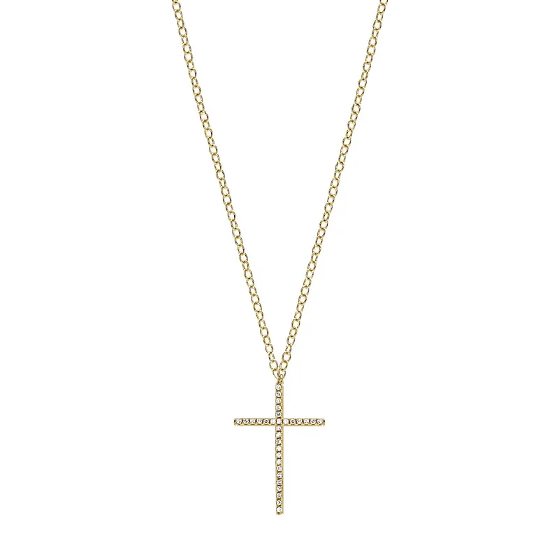 real smoky quartz pendant Diamond Cross Necklace - Yellow Gold