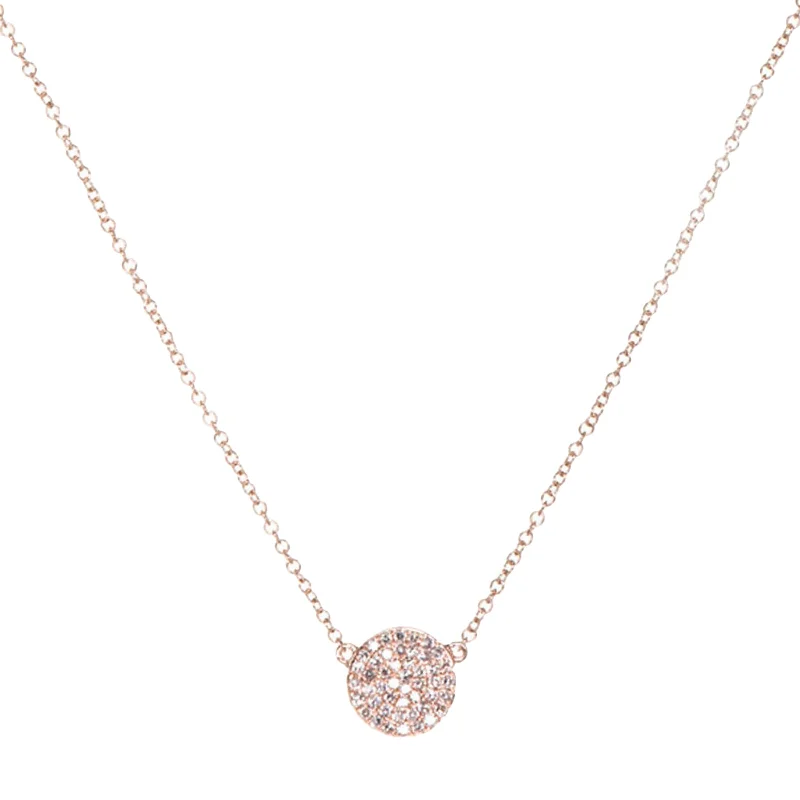 gemstone infinity bracelet Diamond Disk Necklace - Rose Gold