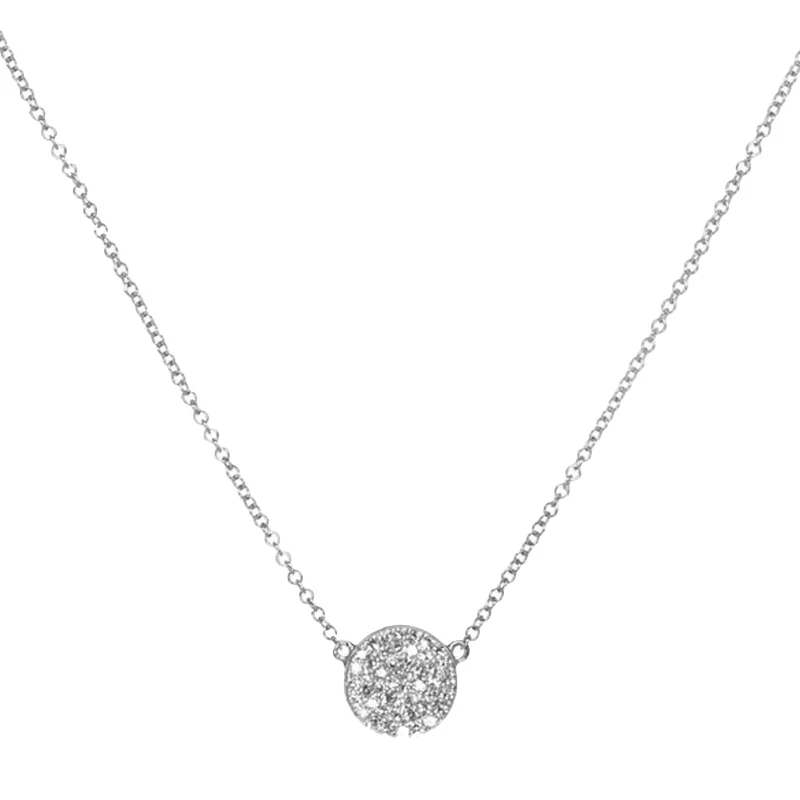 minimalist crystal quartz ring Diamond Disk Necklace - White Gold