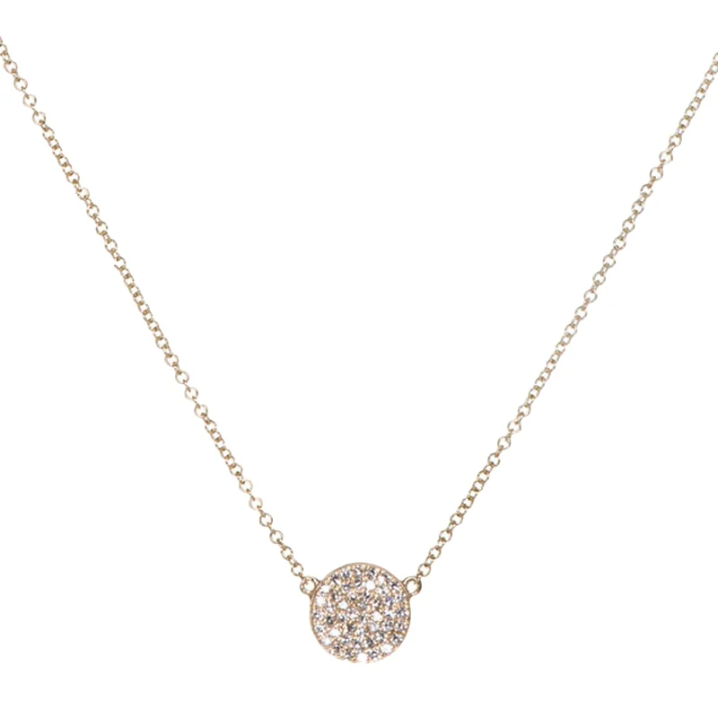 personalized name ring Diamond Disk Necklace - Yellow Gold