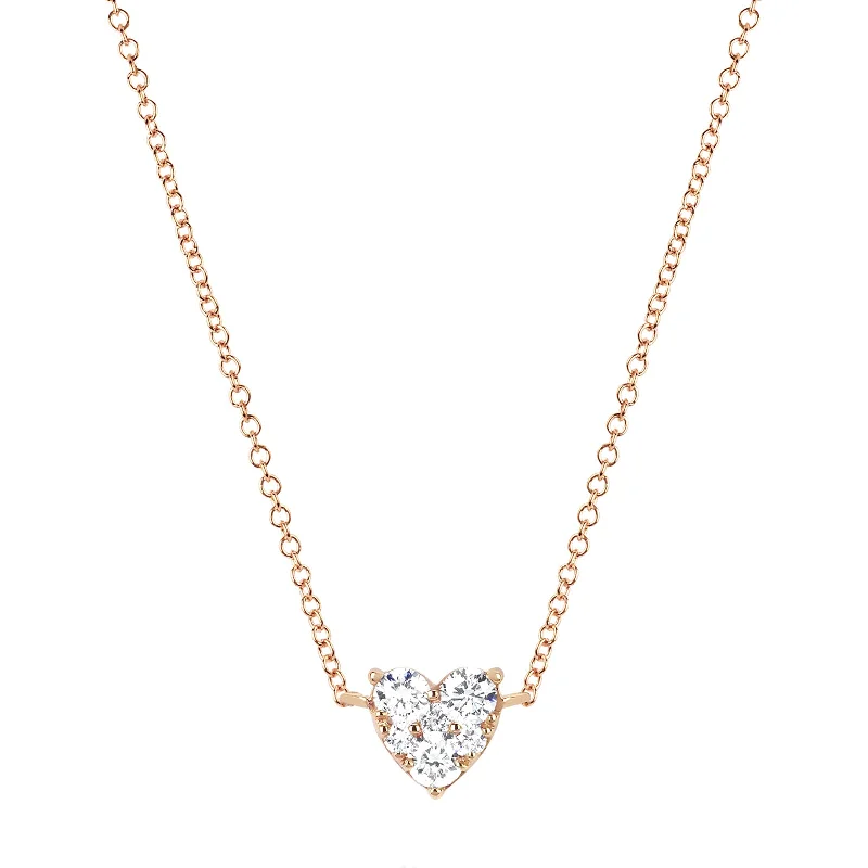black diamond eternity band Diamond Heart Choker Necklace - Rose Gold