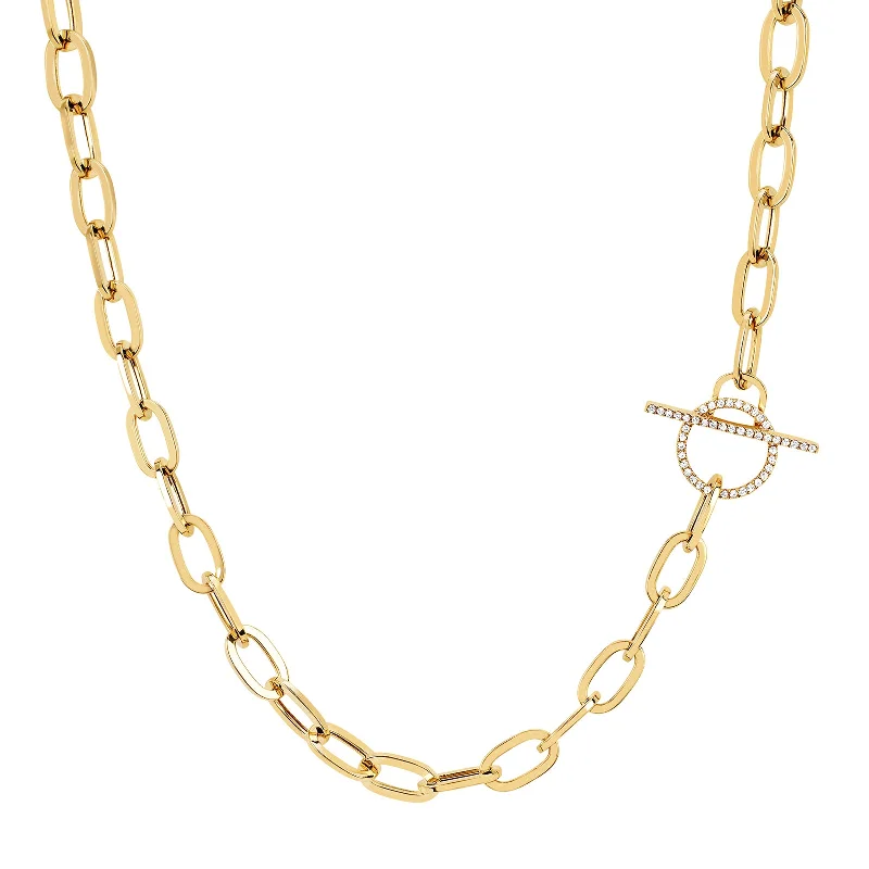 sparkling diamond drop earrings Jumbo Diamond Toggle Necklace - Yellow Gold