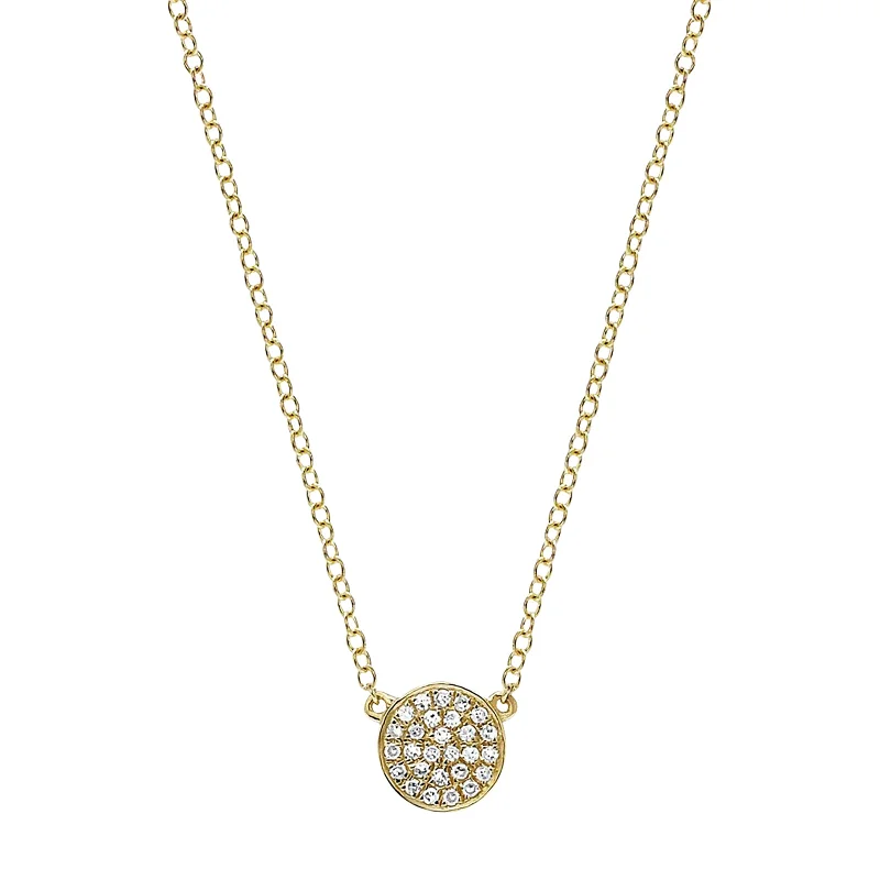 wedding band with diamonds Mini Diamond Disk Necklace - Yellow Gold