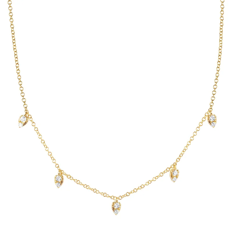 gold and turquoise statement ring Mini Teardrop Choker Necklace - Yellow Gold