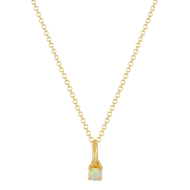 dainty gemstone drop earrings Opal Birthstone Necklace - Yellow Gold