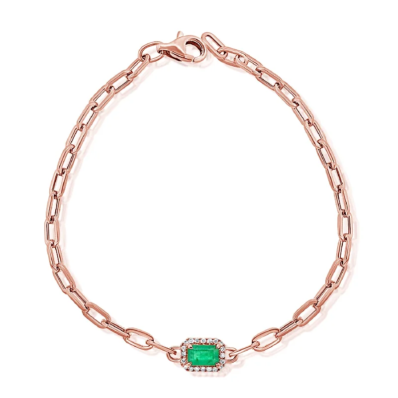 beaded wrap bracelet handmade Emerald & Diamond Link Bracelet made in 14K Gold