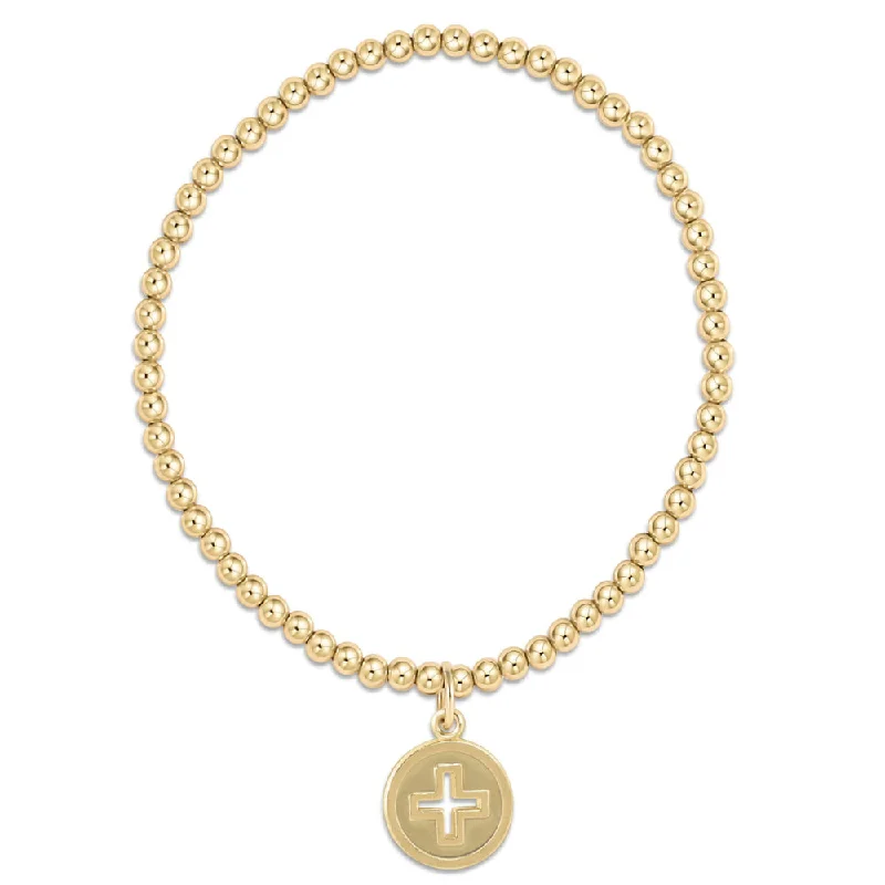 gold charm bracelet with initials enewton Signature Cross Disc on Classic 3mm Gold Bead Bracelet