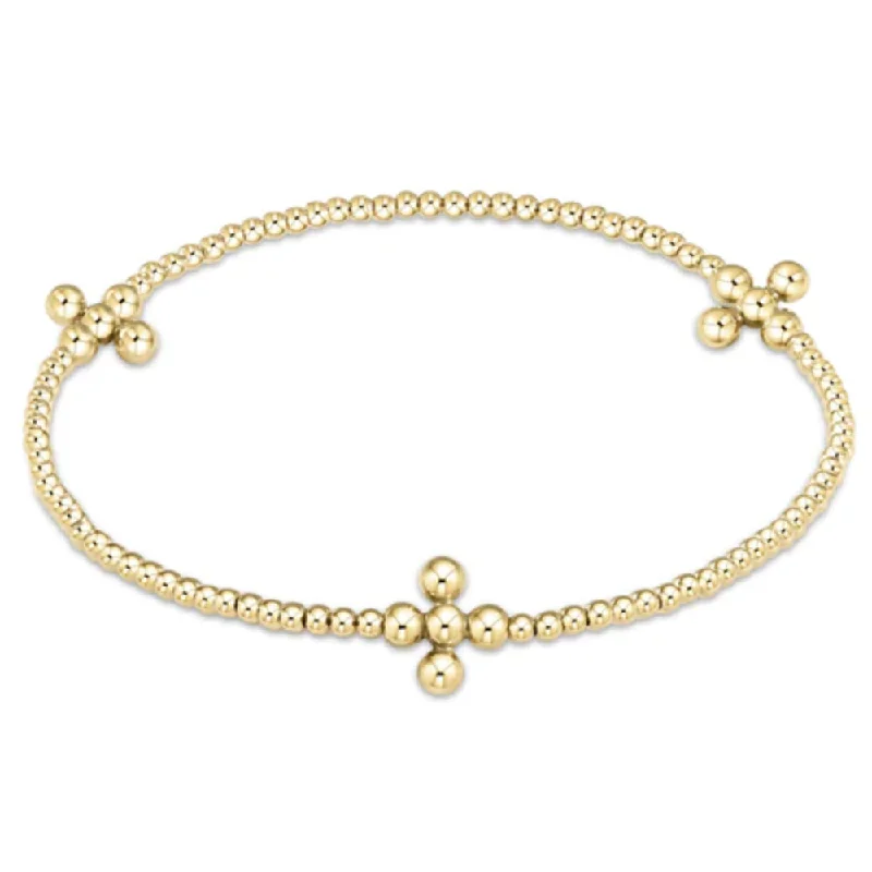 gold choker necklace simple enewton Signature Cross Gold Pattern 2mm Bead Bracelet-Classic Beaded Signature Cross Gold-3mm Bead Gold
