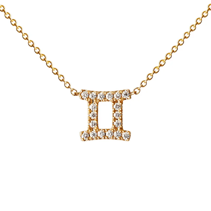 crystal drop earrings elegant Star Sign Gemini Diamond Necklace - Yellow Gold