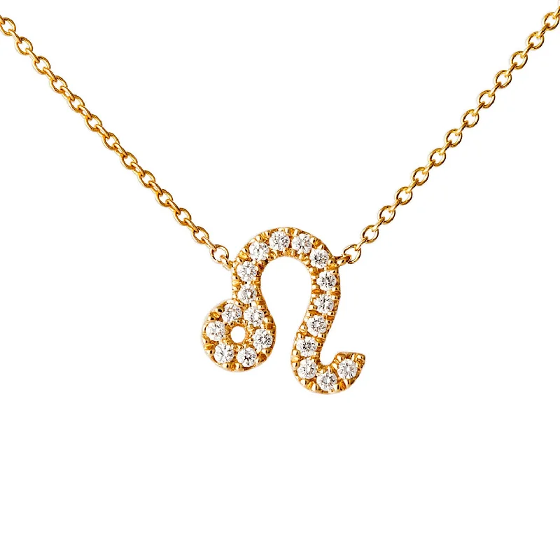 adjustable charm bracelet sterling silver Star Sign Leo Diamond Necklace - Yellow Gold