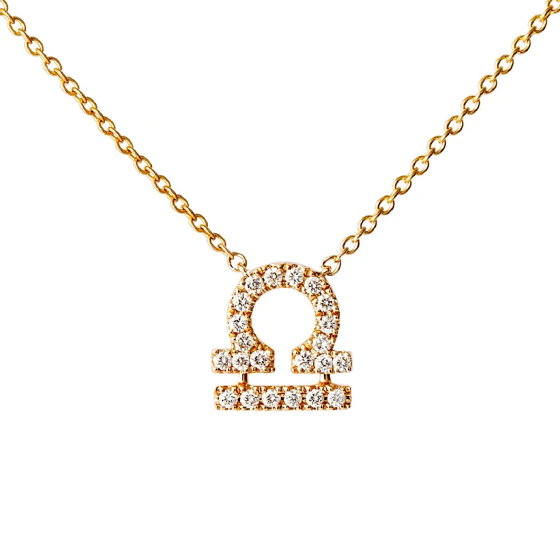 unique promise ring for girlfriend Star Sign Libra Diamond Necklace - Yellow Gold