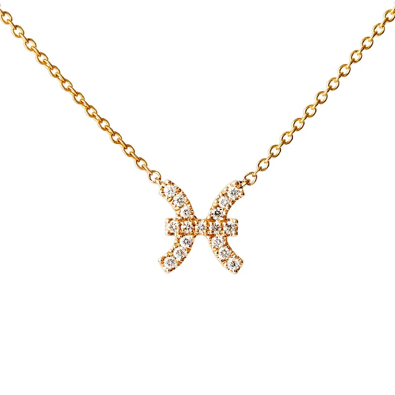 statement silver feather earrings Star Sign Pisces Diamond Necklace - Yellow Gold