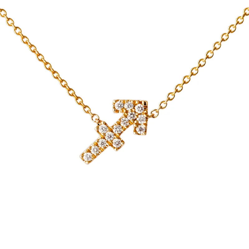 diamond wedding band for women Star Sign Sagittarius Diamond Necklace - Yellow Gold
