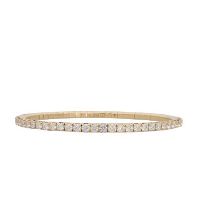 wide gold cuff bracelet Extensible 18K Yellow Gold Diamond Stretch Tennis Bracelet