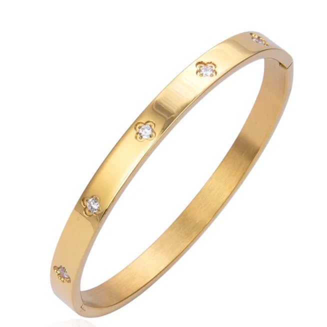 classic diamond solitaire earrings Fallon Clover Gold Bracelet