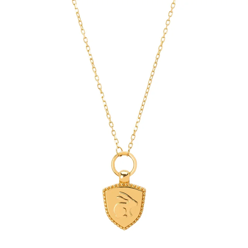 gold initial bracelet personalized Bunny Crest Necklace